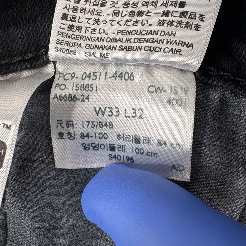 Levi's Jeans Mens 33x32 (Fits 33x31.5) Black 511 Slim Fit Dark Wash Classic - Picture 10 of 12
